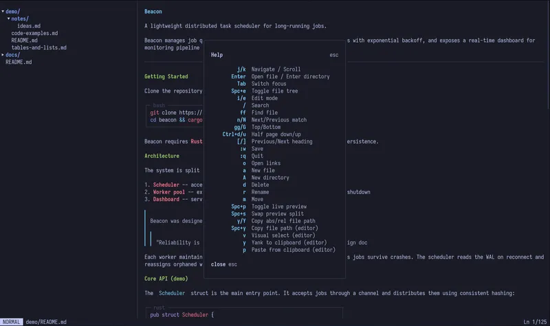 Help overlay showing all keybindings